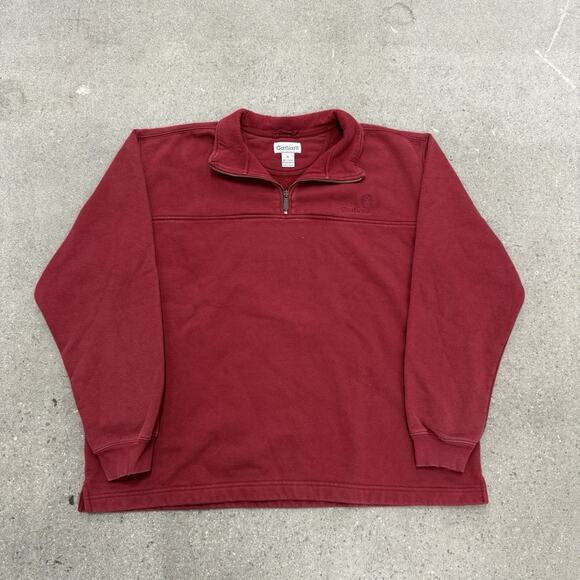 Carhartt Sweatshirt Adult XL Burgundy Maroon 1/4 Zip Sweater Men - Picture 1 of 6
